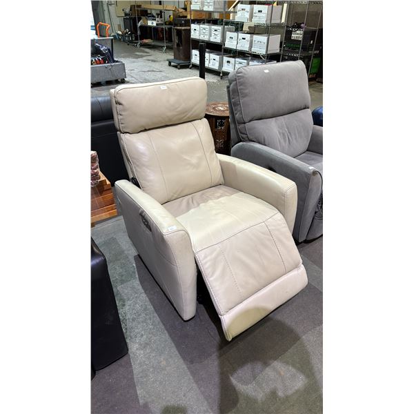 LEATHER-LIKE ELECTRIC RECLINER WITH POWER CORD (UNKNOWN WORKING CONDITION, RECLINES BRIEFLY THEN