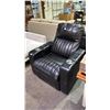 Image 2 : LEATHER THEATER RECLINER WITH CUP HOLDERS (NO POWER CORD, UNKNOWN WORKING CONDITION)