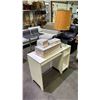 Image 1 : DESK, DESK LAMP WITH SHADE & WOOD FURNITURE PIECES