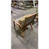 Image 2 : VINTAGE WOOD LOUNGE CHAIR WITH THROW PILLOW (SEAT DAMAGED)