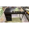 Image 1 : WOOD DESK 412" X 19.5 X 29,5" (SOME DAMAGE, MISSING SHELF GRIPS & DOOR HARDWARE)