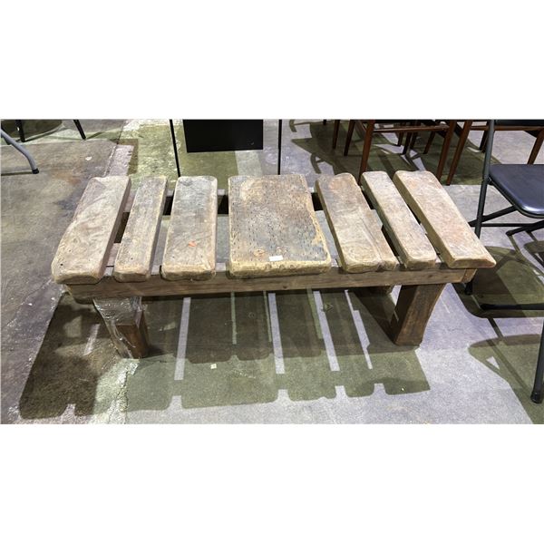 VINTAGE WOOD BENCH 48" X 20" X 18"