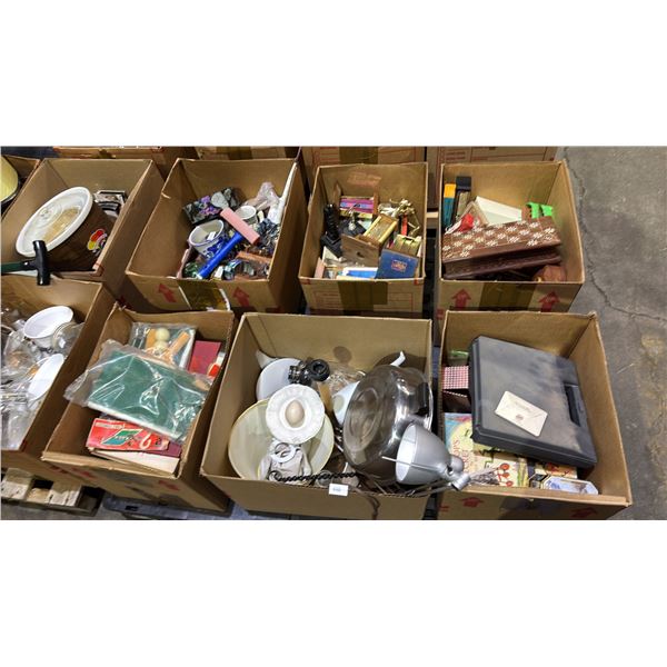 PALLET OF ASSORTED ITEMS INCLUDING; CHESS BOARD, TROPHIES, PING PONG SET & MORE