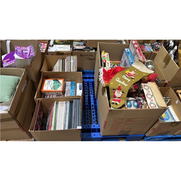 PALLET OF ASSORTED ITEMS INCLUDING; VINYL RECORDS, PUTTING PARTNER, BOARD GAMES & MORE