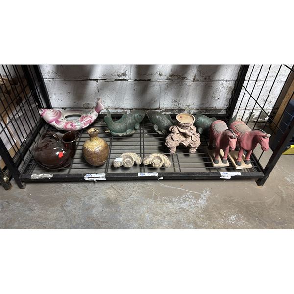 SHELF OF ASSORTED ANIMAL DECOR