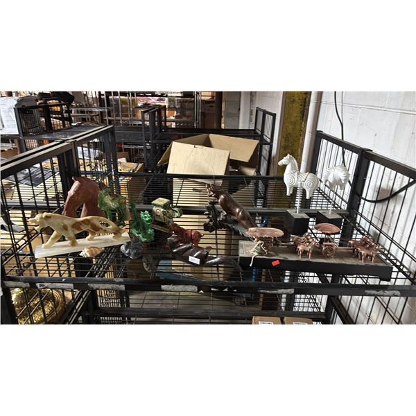 SHELF OF ASSORTED ANIMAL DECOR & FIGURINES