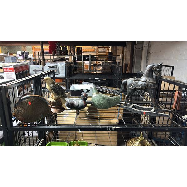 SHELF OF ASSORTED ANIMAL DECOR & FIGURES