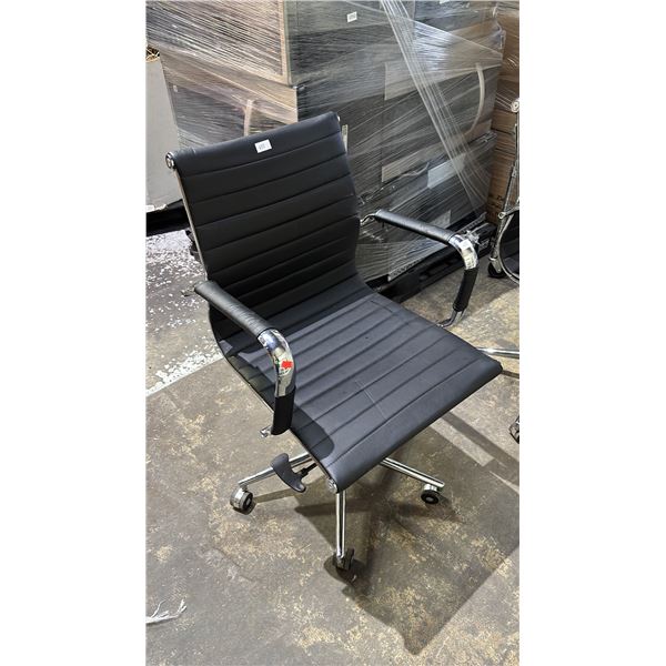 LEATHER & CHROME ROLLING OFFICE CHAIR
