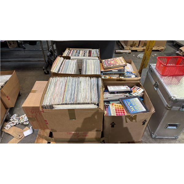 PALLET OF ASSORTED VINYL RECORDS & BOOKS