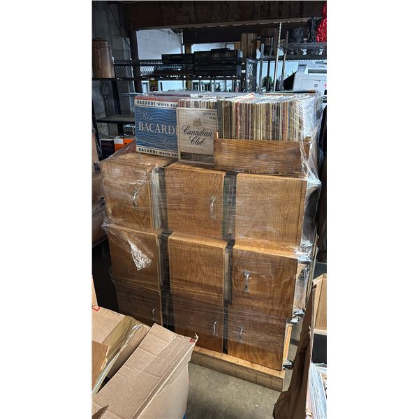 PALLET OF ASSORTED VINYL RECORDS IN ROLLING BINS