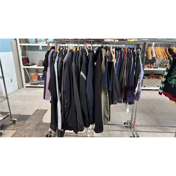 RACK OF ASSORTED CLOTHING INCLUDING; JACKETS, SPORT SUITS, T-SHIRT & MORE *RACK NOT INCLUDED*