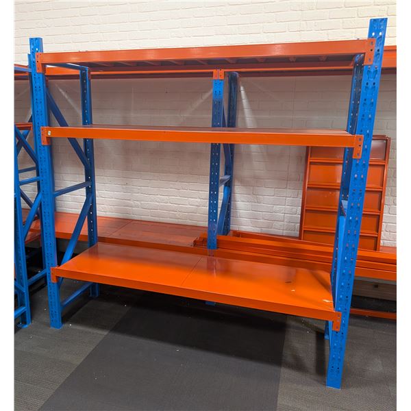 SECTION OF BLUE & ORANGE RACKING APPROX 72" X 24"