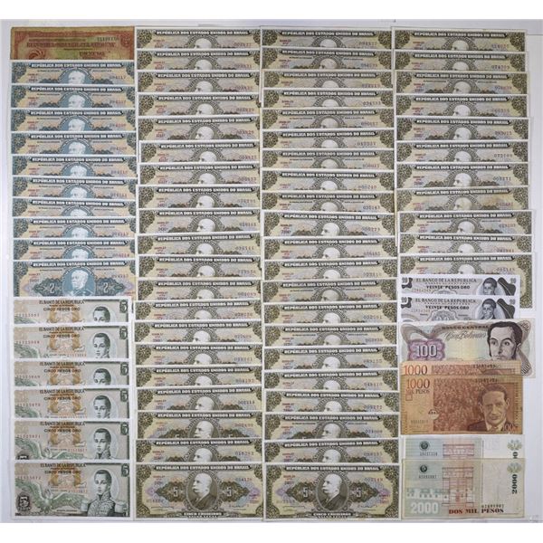 South America. Latin American Assortment of Issued Banknotes, 1940s to 1980s.