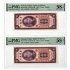 Image 1 : China. Bank of Taiwan, 1955, "Kinmen Branch" Sequential Issued Banknote Pair.