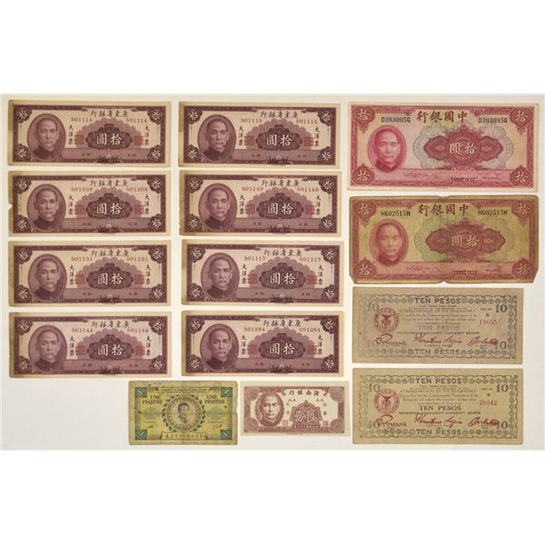 China, Philippines, South Viet Nam Issued Banknote Group, ca.1940s to 1950s