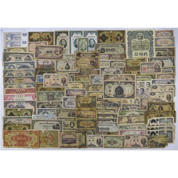 Asian Assortment of Issued Banknotes from Various Issuers, ca.1910-40s