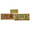 Image 1 : Croatian State Bank and Ukrainian Central Bank, 1942 to 1943, Issued Banknote Trio.