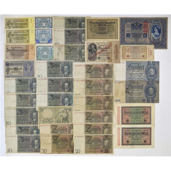 German Issued Banknote Assortment, 1906 to 1944.
