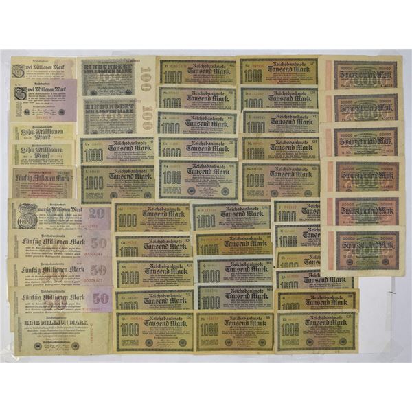 Germany. Weimar Republic, 1922 to 1923, Issued Banknote Assortment.