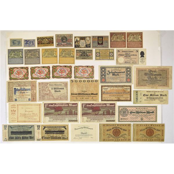 Germany. German Notgeld and Banknotes from Various Cities, 1919 to 1923.