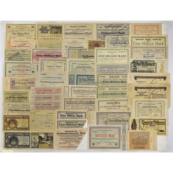 German Notgeld and Company Credit Notes, 1920s, Issued Assortment.