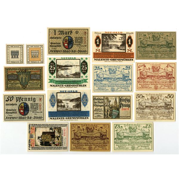 Germany. German Municipalities Assortment of Notgeld, 1920 to 1921