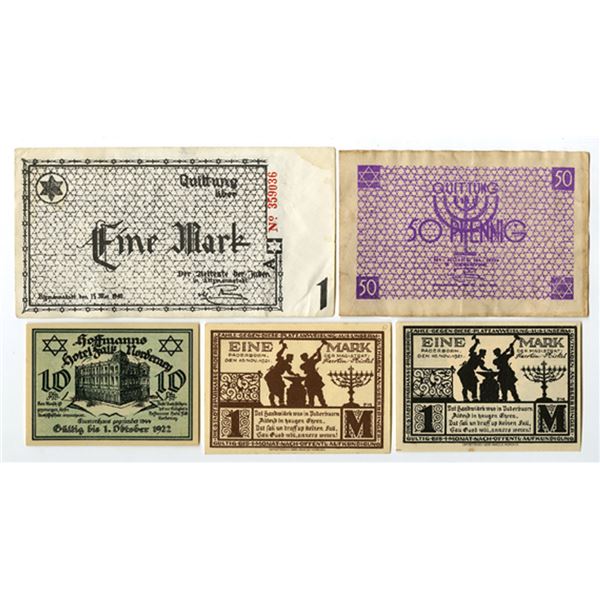 Germany. Judaica related Notgeld group with 2 Reproduction Litzmannstadt Concentration Camp Notes, 1