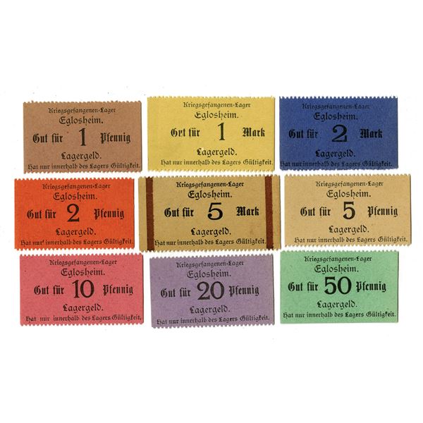 Germany. Ludwigsburg-Eglosheim POW Camp Notgeld Assortment, 1914 to 1918