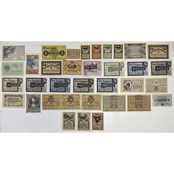Germany. Austrian and German Notgeld Assortment, 1920 to 1923.
