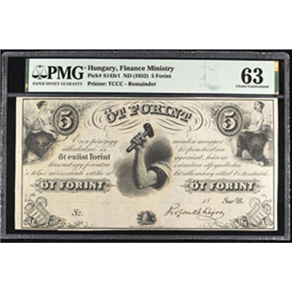 Hungary. Finance Ministry, ND (1852), Issued Remainder Obsolete Banknote.