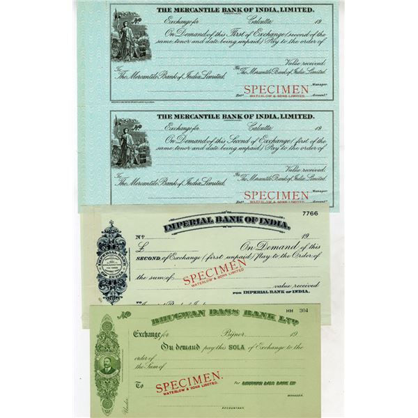 India. Waterlow & Sons Specimen India Banking Exchanges, ND (1900-20s). Specimen Bills of Exchange P