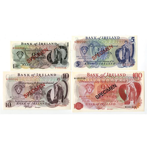 Ireland. Bank of Ireland, ND (1977), Specimen Banknote Quartet.