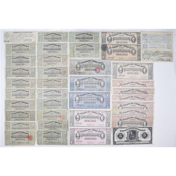 Mexico. Estado de Chihuahua and Others, Issued Banknote Assortment, D.1913-15.