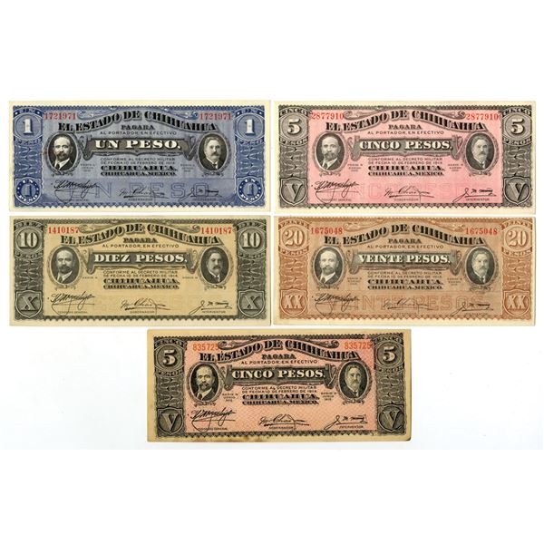 Mexico. Estado de Chihuahua, 1914 and 1915, Issued Banknote Assortment.