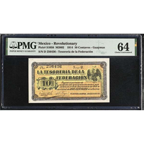 Mexico. Tesoreria de la Federacion, 1914 Issued Banknote.