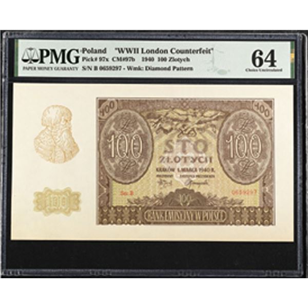 Poland. WWII London Counterfeit, 1940, Issue Banknote.