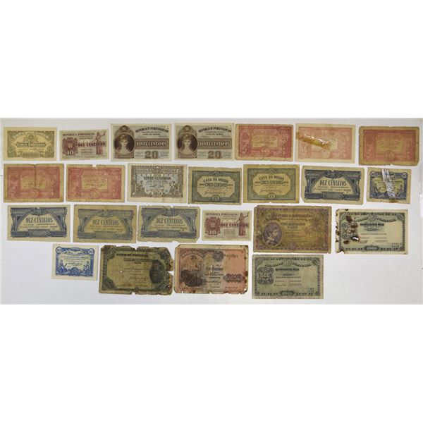 Portugal. Portuguese Issued Banknote Assortment of , 1904 to 1925.