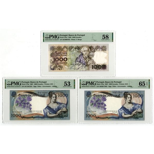 Portugal. Banco de Portugal, 1967 to 1988, Issued Banknote Trio.