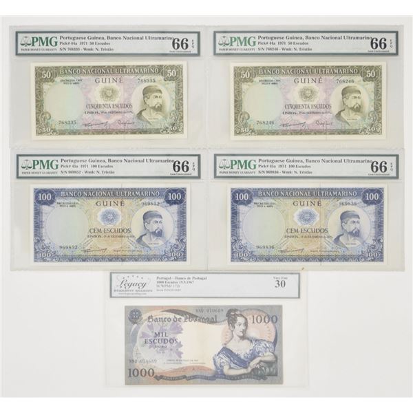 Portugal & Portuguese Guinea, 1967 to 1971, Issued Banknote Assortment.