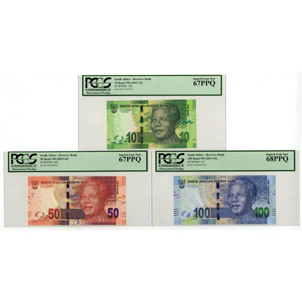 South Africa. South African Reserve Bank, ND (2013 to 2016), Issued Banknote Trio.