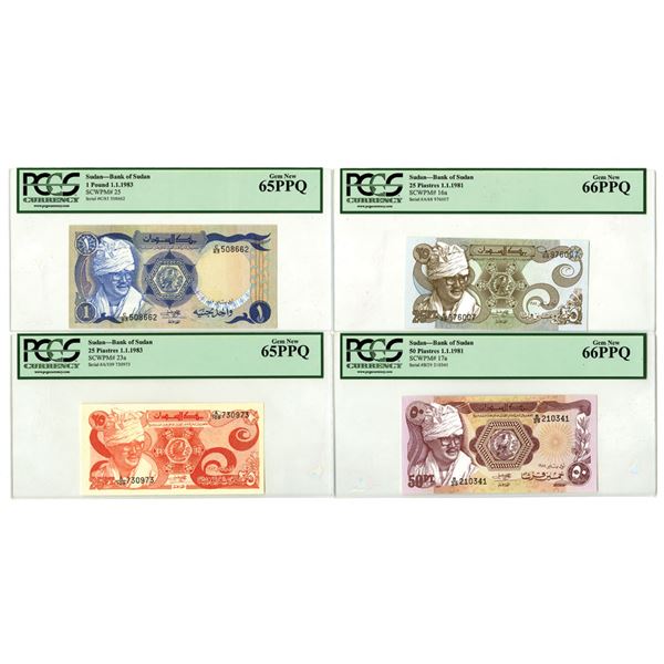 Sudan. Bank of Sudan, 1981 to 1983, Issued Banknote Quartet.
