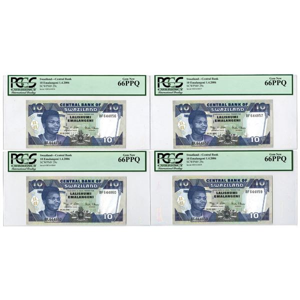 Swaziland. Central Bank of Swaziland, 2006, 2 Sequential Banknote Pairs.