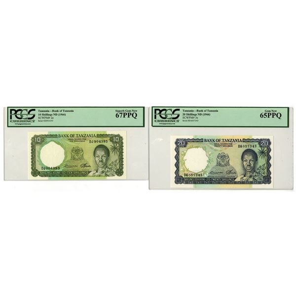 Tanzania. Bank of Tanzania, ND (1966), Issued Banknote Pair.