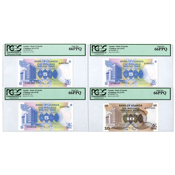 Uganda. Bank of Uganda, ND (1979), Issued Banknote Quartet.
