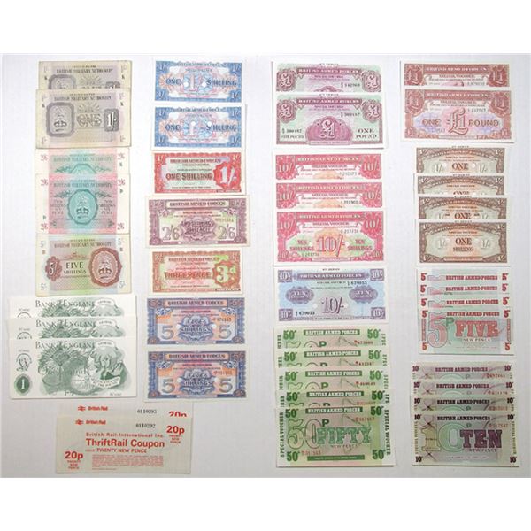U.K., British Armed Forces, Special Voucher, ND (1946-72) Assortment of Banknotes