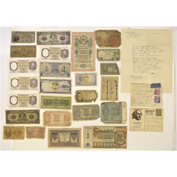 World War II Era World Wide Issued Banknote Assortment, ca.1930s to 1940s.