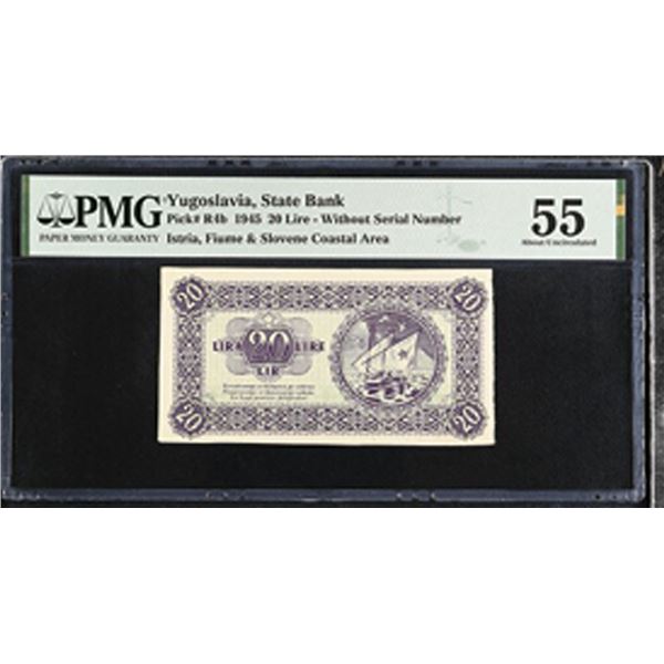 Yugoslavia. State Bank for Istria, Fiume and Slovene Coastal Area, 1945, Issued Banknote.