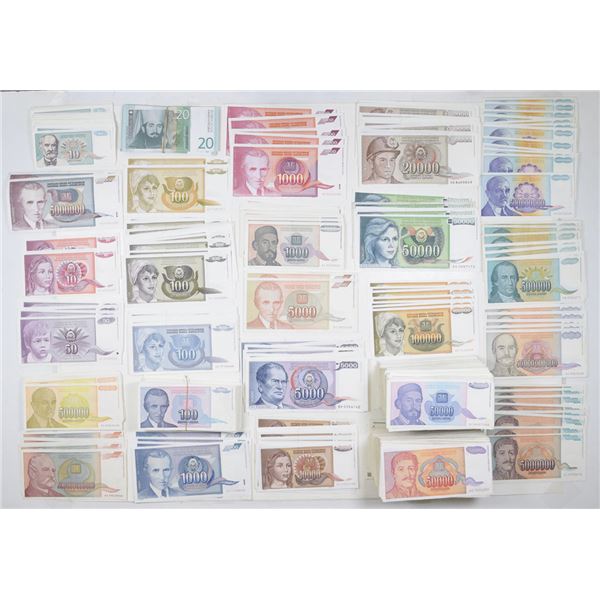 Yugoslavia. National Bank of Yugoslavia, 1980s to 2000s, Issued Banknote Collection.