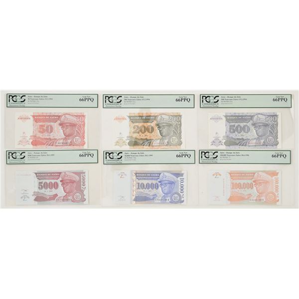 Zaire. Banque du Zaire, 1994 to 1996, Issued Banknote Assortment.