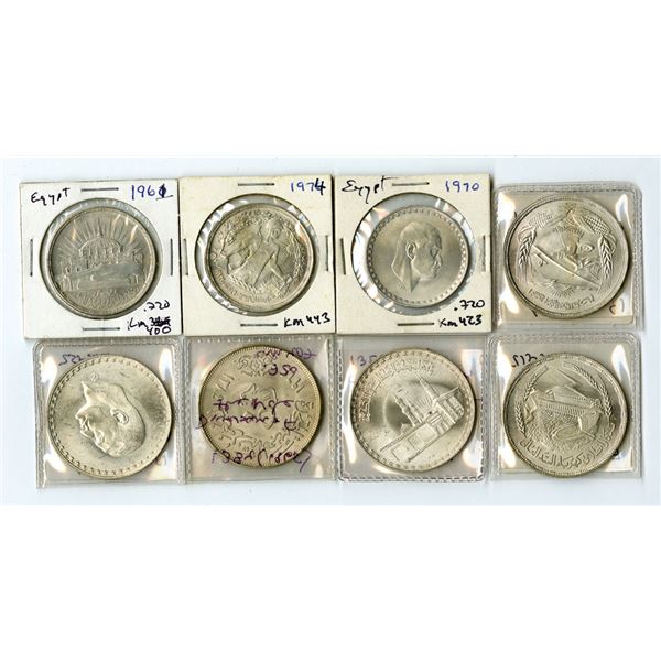 Egypt (1960s–1970s). Egypt Uncirculated Silver Commemorative 1_Pound Set of 8 Coins.